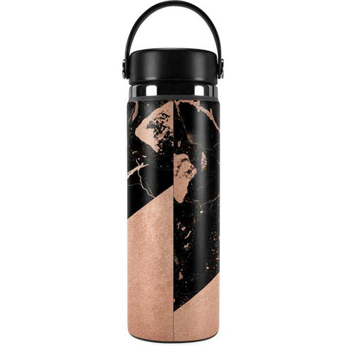Black and Rose Gold Marble Split Hydro Flask 20oz Wide Mouth Skin