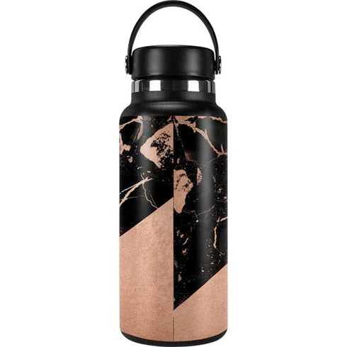 Black and Rose Gold Marble Split Hydro Flask 32oz Wide Mouth Skin