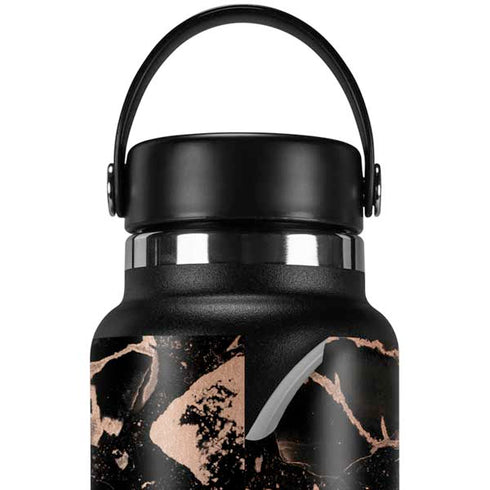Black and Rose Gold Marble Split Hydro Flask 32oz Wide Mouth Skin