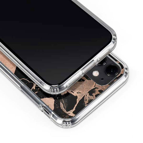 Black and Rose Gold Marble Split iPhone 11 Clear Case
