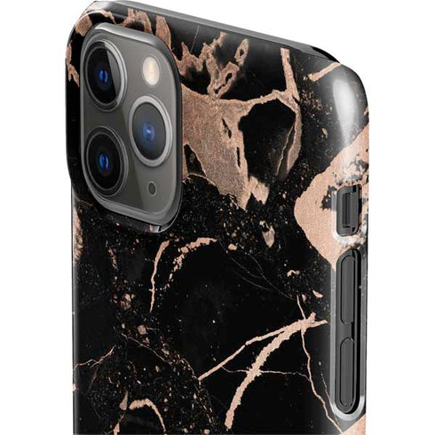 Black and Rose Gold Marble Split iPhone 11 Pro Lite Case
