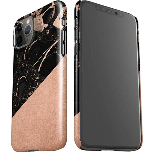 Black and Rose Gold Marble Split iPhone 11 Pro Lite Case