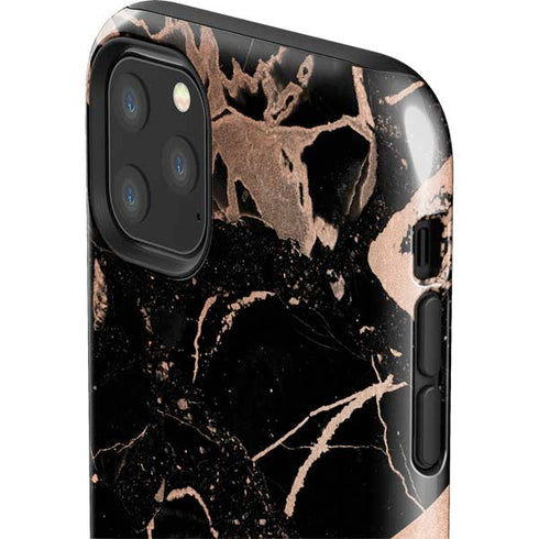 Black and Rose Gold Marble Split iPhone 11 Pro Max Impact Case