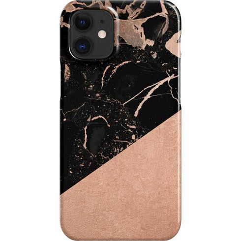 Black and Rose Gold Marble Split iPhone 12 Mini Lite Case