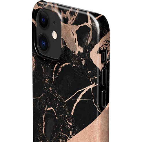 Black and Rose Gold Marble Split iPhone 12 Mini Lite Case
