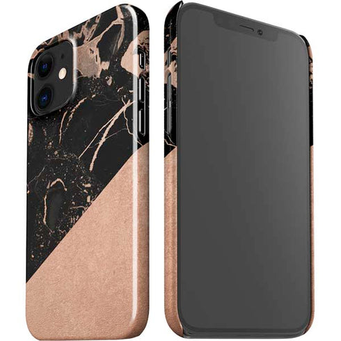 Black and Rose Gold Marble Split iPhone 12 Mini Lite Case