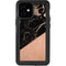 Black and Rose Gold Marble Split iPhone 12 Mini Waterproof Case