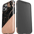 Black and Rose Gold Marble Split iPhone 12 Pro Impact Case