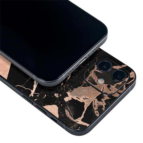 Black and Rose Gold Marble Split iPhone 12 Skin