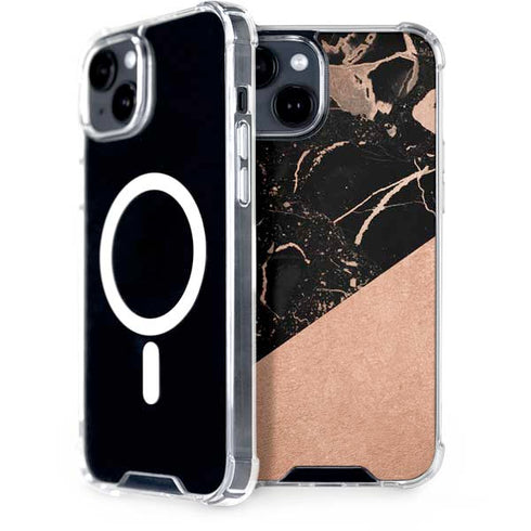 Black and Rose Gold Marble Split iPhone 13 MagSafe Case