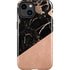 Black and Rose Gold Marble Split iPhone 15 Plus Impact Case