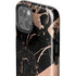 Black and Rose Gold Marble Split iPhone 15 Plus Impact Case