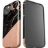 Black and Rose Gold Marble Split iPhone 14 Plus Impact Case