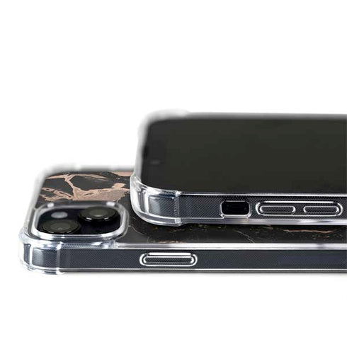 Black and Rose Gold Marble Split iPhone 15 Plus MagSafe Case