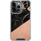 Black and Rose Gold Marble Split iPhone 15 Pro Clear Case