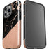 Black and Rose Gold Marble Split iPhone 14 Pro Impact Case