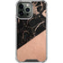 Black and Rose Gold Marble Split iPhone 14 Pro Max Clear Case