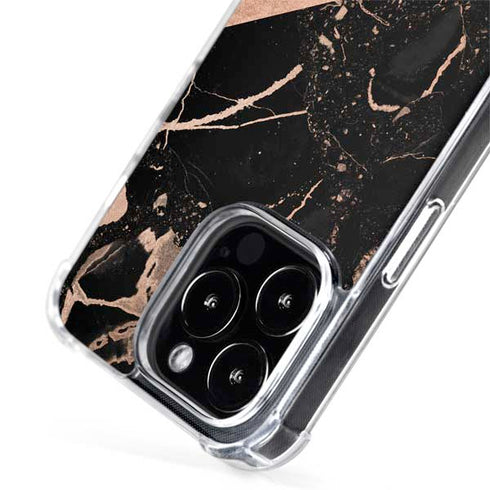 Black and Rose Gold Marble Split iPhone 14 Pro Max MagSafe Case