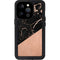 Black and Rose Gold Marble Split iPhone 14 Pro Waterproof Case