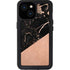 Black and Rose Gold Marble Split iPhone 15 Waterproof Case