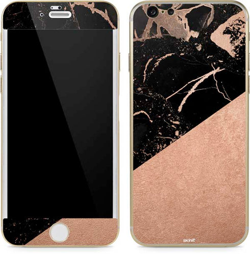 Black and Rose Gold Marble Split iPhone 6/6s Skin