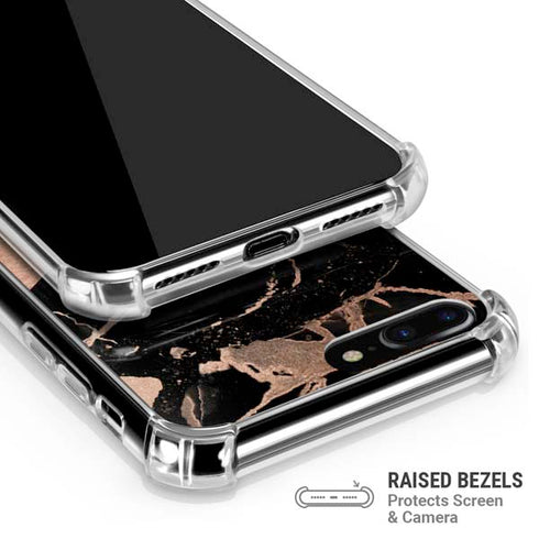 Black and Rose Gold Marble Split iPhone 7/8 Plus Clear Case