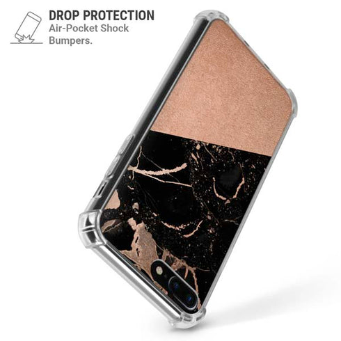 Black and Rose Gold Marble Split iPhone 7/8 Plus Clear Case