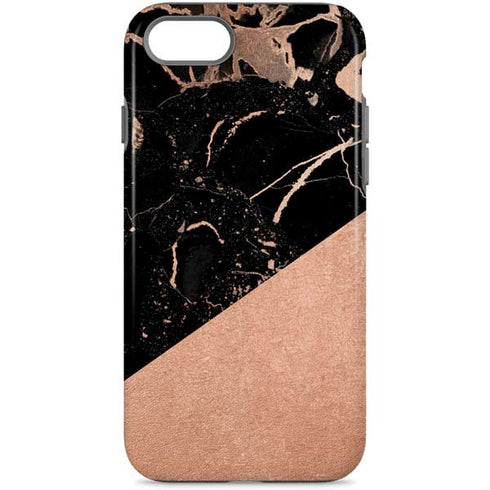 Black and Rose Gold Marble Split iPhone 7 Pro Case