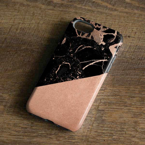 Black and Rose Gold Marble Split iPhone 8 Pro Case