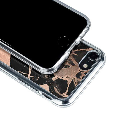 Black and Rose Gold Marble Split iPhone SE (2nd & 3rd Gen) Clear Case