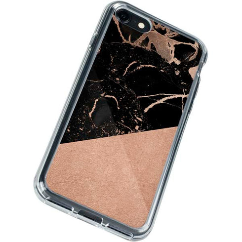 Black and Rose Gold Marble Split iPhone SE (2nd & 3rd Gen) Clear Case