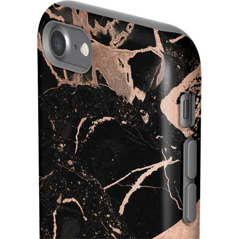 Black and Rose Gold Marble Split iPhone SE (2nd & 3rd Gen) Pro Case