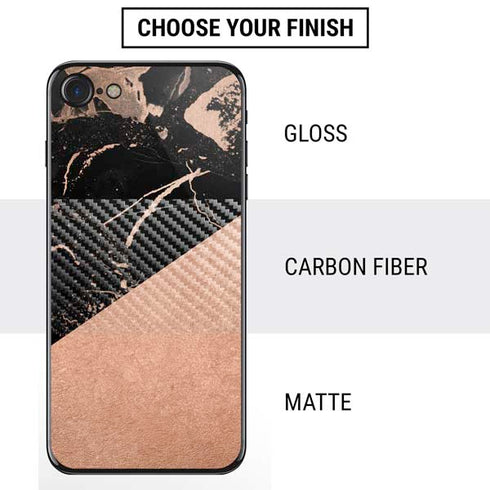 Black and Rose Gold Marble Split iPhone SE (2nd & 3rd Gen) Skin