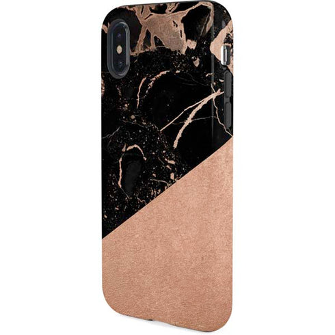 Black and Rose Gold Marble Split iPhone X Pro Case