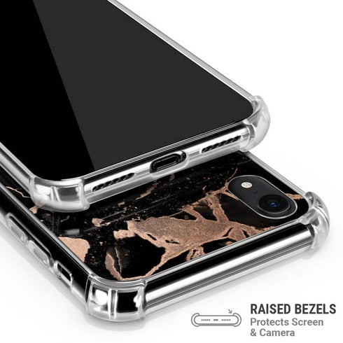 Black and Rose Gold Marble Split iPhone XR Clear Case