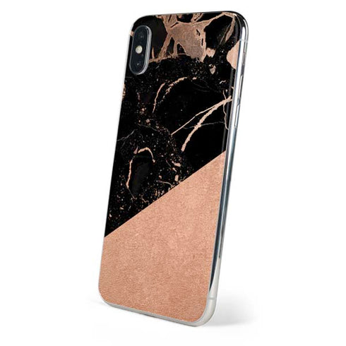 Black and Rose Gold Marble Split iPhone XS Max Skin