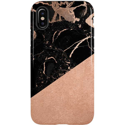 Black and Rose Gold Marble Split iPhone XS Pro Case