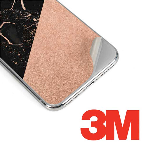 Black and Rose Gold Marble Split iPhone XS Skin