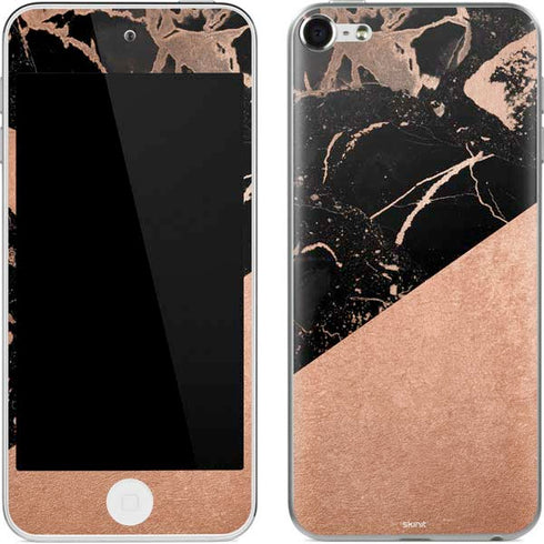 Black and Rose Gold Marble Split Apple iPod Skin