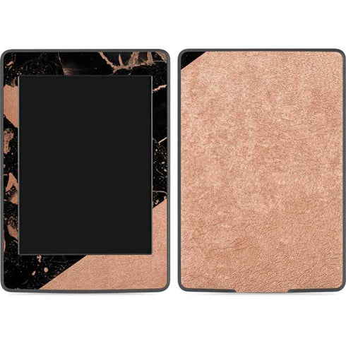 Black and Rose Gold Marble Split Amazon Kindle Skin