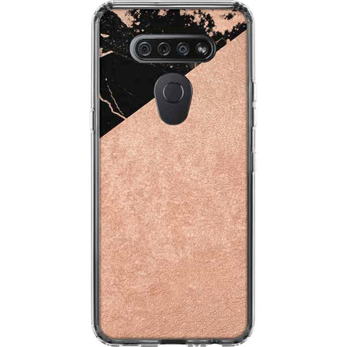 Black and Rose Gold Marble Split LG K51/Q51 Clear Case