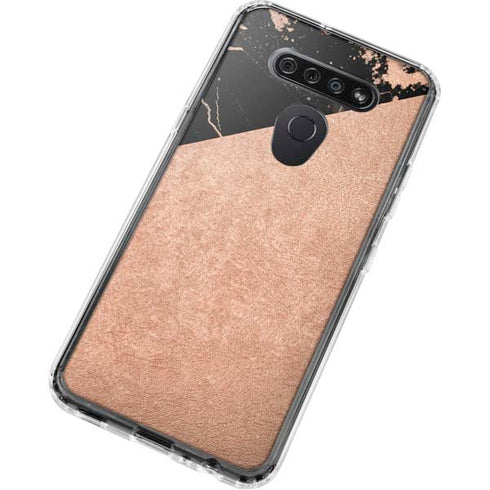Black and Rose Gold Marble Split LG K51/Q51 Clear Case