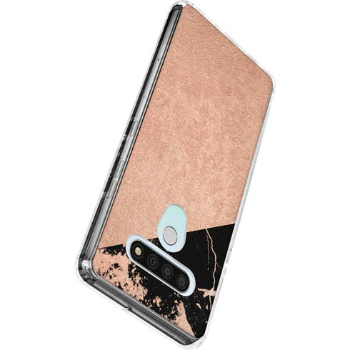 Black and Rose Gold Marble Split LG Stylo 6 Clear Case