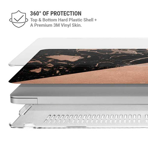 Black and Rose Gold Marble Split MacBook Air 15in (2023-2025) Case plus Skin