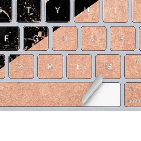 Black and Rose Gold Marble Split Magic Keyboard Skin