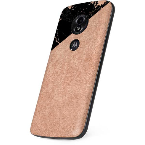 Black and Rose Gold Marble Split Moto E5 Play Skin