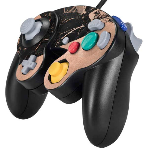 Black and Rose Gold Marble Split Nintendo GameCube Controller Skin