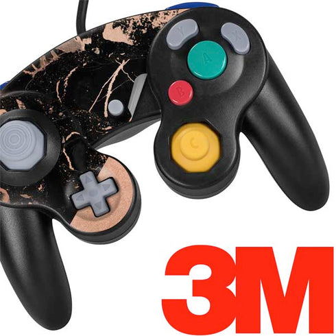 Black and Rose Gold Marble Split Nintendo GameCube Controller Skin