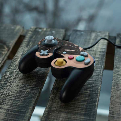 Black and Rose Gold Marble Split Nintendo GameCube Controller Skin