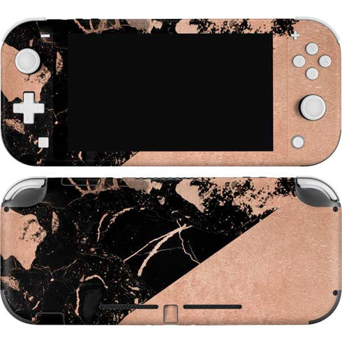 Black and Rose Gold Marble Split Nintendo Switch Lite Skin